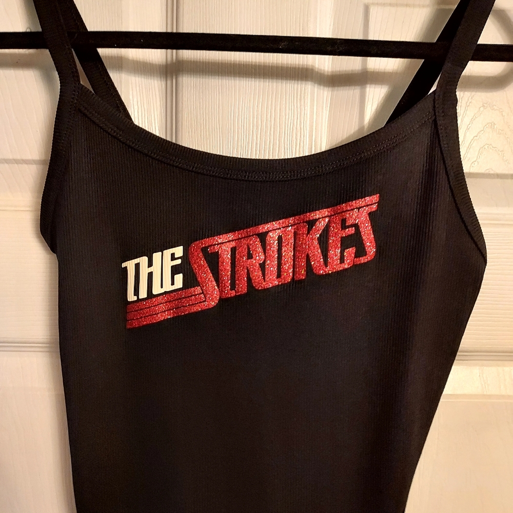 The strokes tank top the strokes crop top red glitter sparkles Shirt Xxs -3xl - Picture 3 of 4